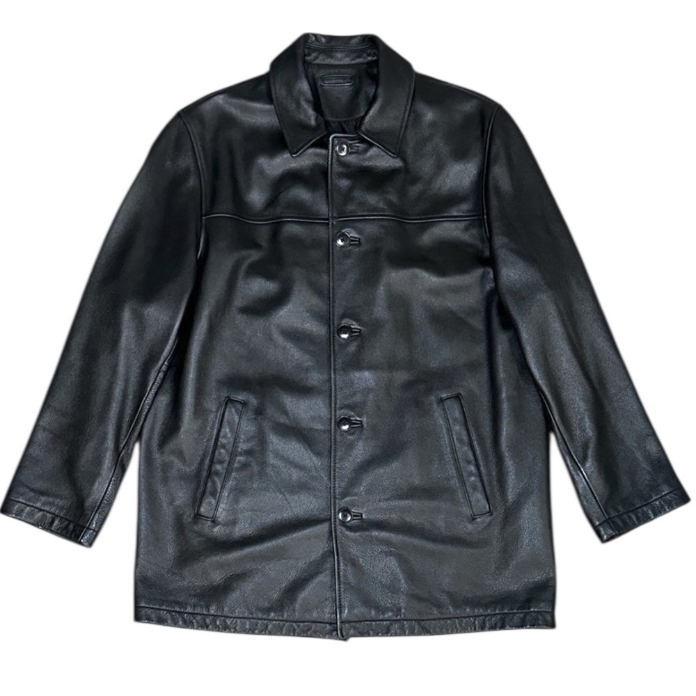 Brooks Brothers 346 Leather Jacket Mens Large Black Lined Bomber